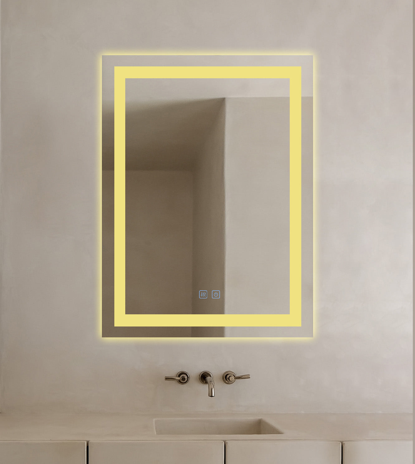 Rechteckiger LED-Badezimmerspiegel H109 mit 3 Lichtfarben, Anti-Beschlag und Touch-Steuerung