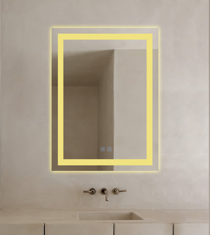 Rechteckiger LED-Badezimmerspiegel H109 mit 3 Lichtfarben, Anti-Beschlag und Touch-Steuerung
