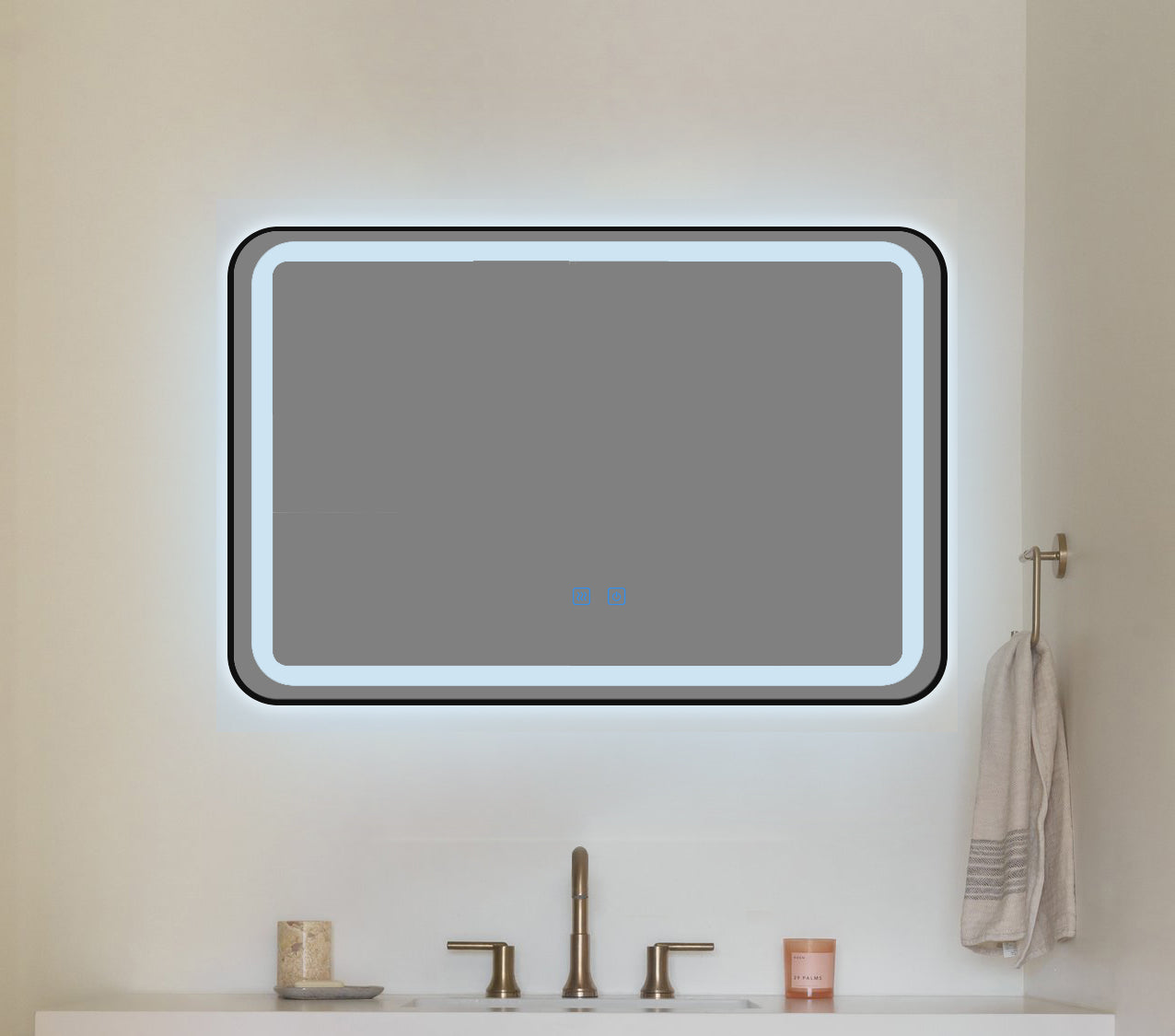 LED Badezimmerspiegel H11 mit schwarzem Rahmen