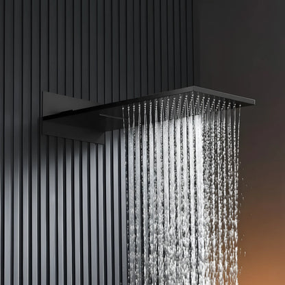 Unterputz-Duschset mit 2 Funktionen – Matt Schwarz, modernes Design aus massivem Messing