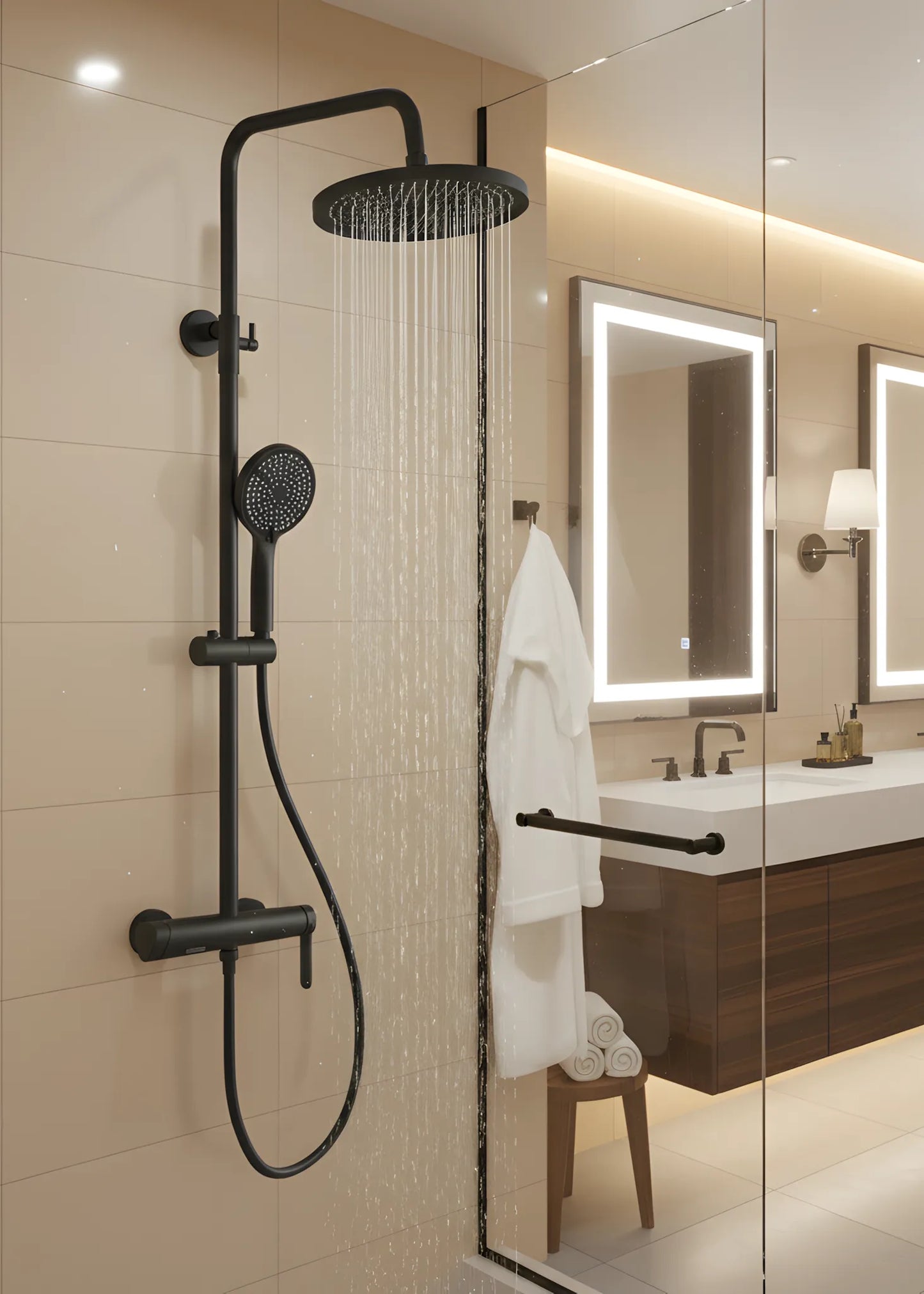 Klassisches Duschset – mattes Schwarz, modernes Design aus Edelstahl