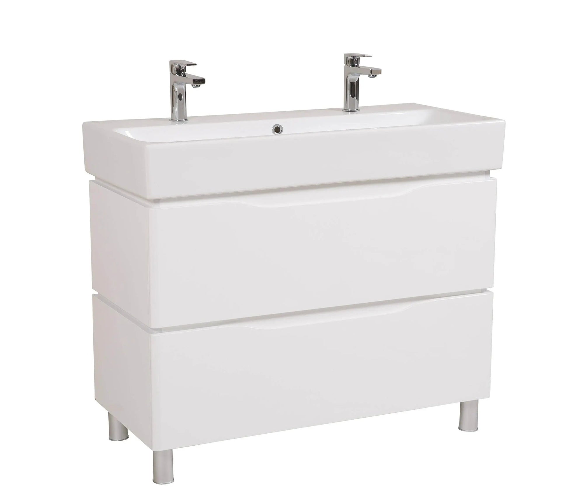 Mobilier de baie pe pardoseală Venice, Alb pentru 2 baterii Aqua Rodos
