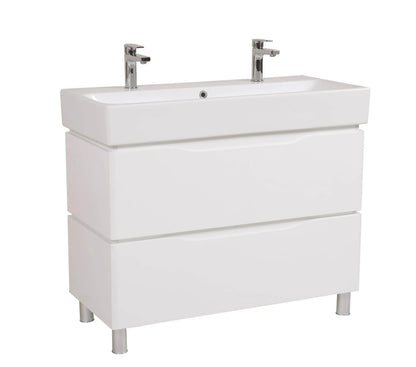 Mobilier de baie pe pardoseală Venice, Alb pentru 2 baterii Aqua Rodos