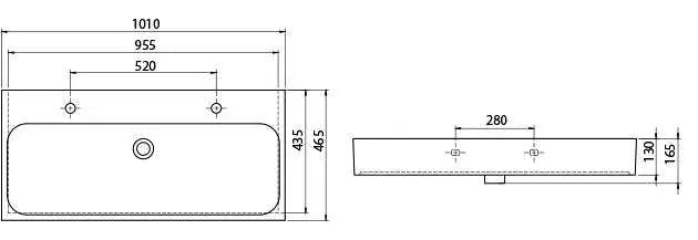Mobilier de baie pe pardoseală Venice, Alb pentru 2 baterii Aqua Rodos