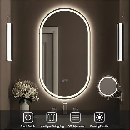 Badezimmerspiegel H-120-1 mit LED, 3 Lichtfarben, Anti-Beschlag, Touch-Steuerung