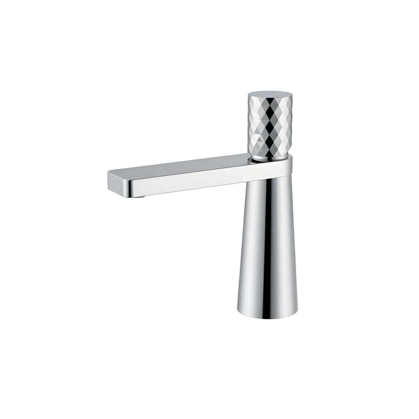 Waschbeckenarmatur Chrom glänzend – facettierte Details, modernes Design