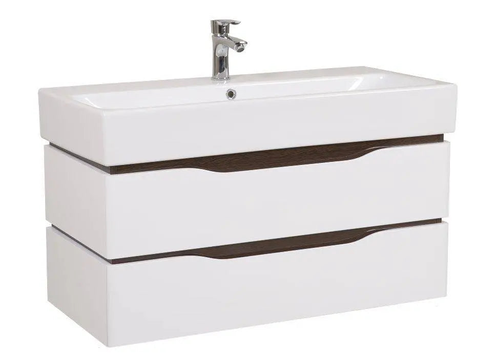 Mobilier de baie  suspendat  Venice, Alb+Wenge (Pinto) Aqua Rodos