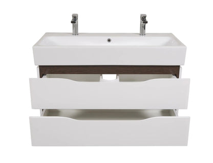 Mobilier de baie  suspendat  Venice , Alb+Wenge (Pinto 2 baterii) Aqua Rodos
