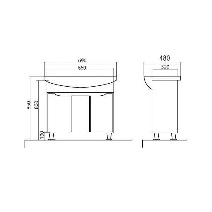 Mobilier de baie pe pardoseală Rodors, Alb Aqua Rodos
