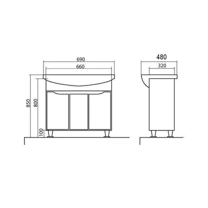 Mobilier de baie pe pardoseală Rodors, Alb Aqua Rodos