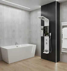 Moderner Duschpanel in glänzendem Weiß – Minimalistisches Design mit festem Duschkopf und inklusive Zubehör