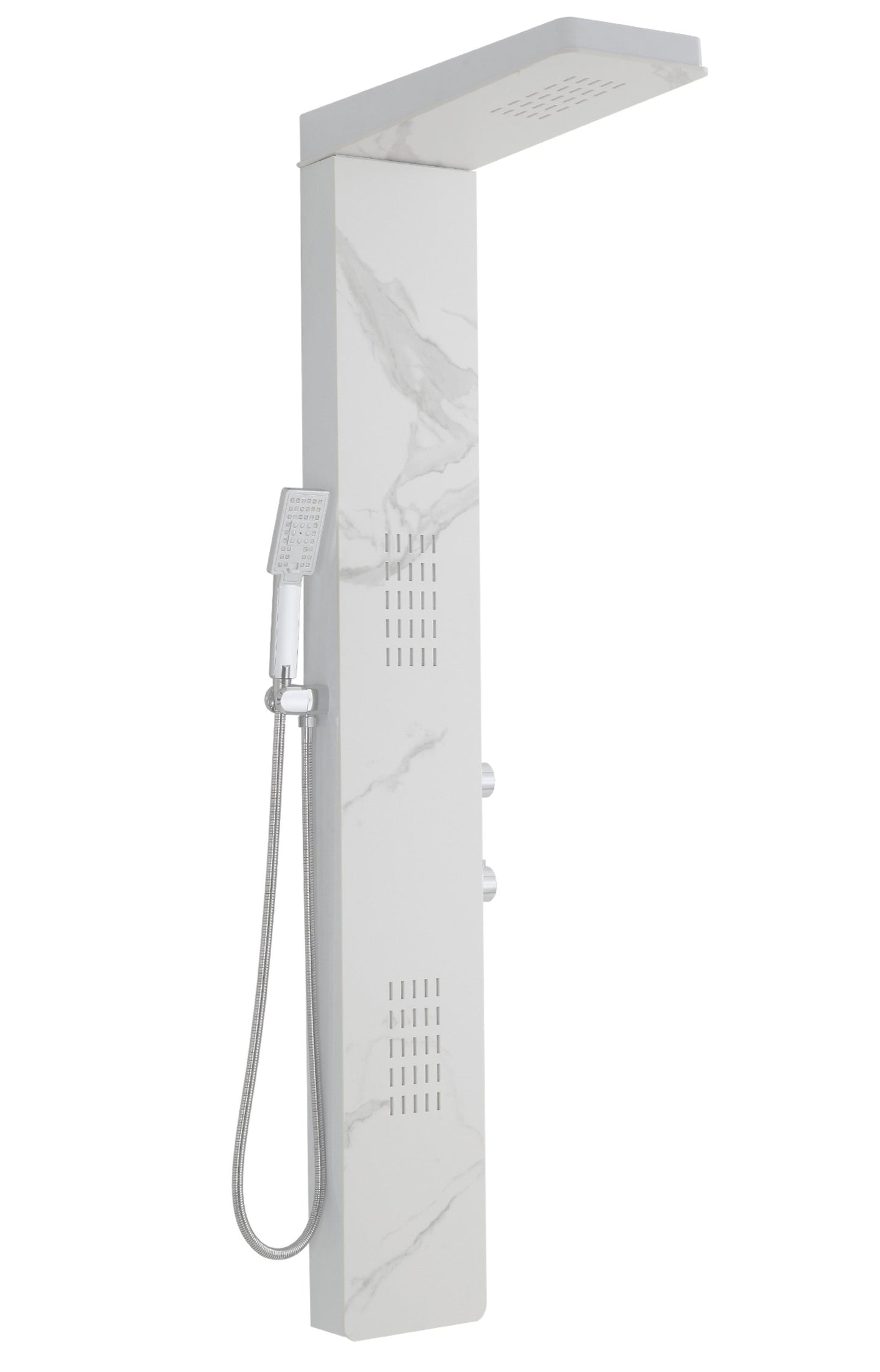 Marble White Duschpaneel – modernes Design mit Festbrause, Hydromassage und Handbrause
