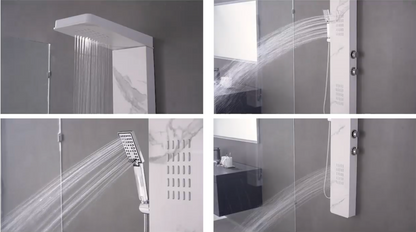 Marble White Duschpaneel – modernes Design mit Festbrause, Hydromassage und Handbrause