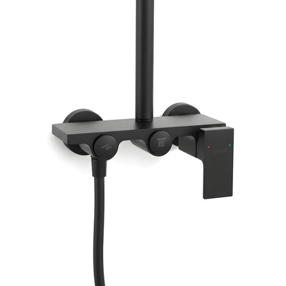 Duschset mit 2 Funktionen – Matt Schwarz, modernes Design aus massivem Messing