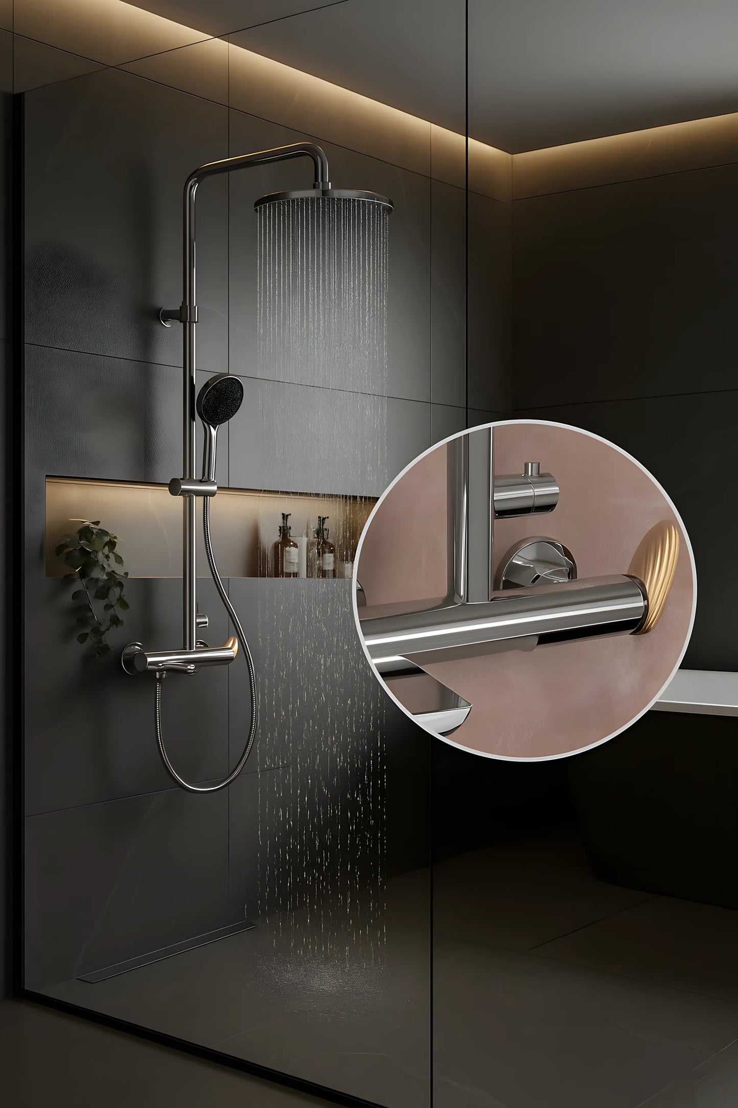 RoseGold Trio Exposed – Aufputz-Duschset mit 3-Wege-Umschalter