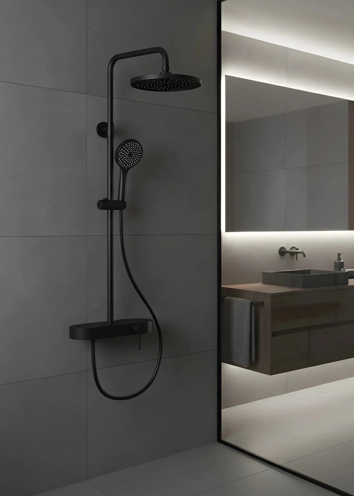 Duschset mit 2 Funktionen – Matt Schwarz, modernes Design aus Edelstahl