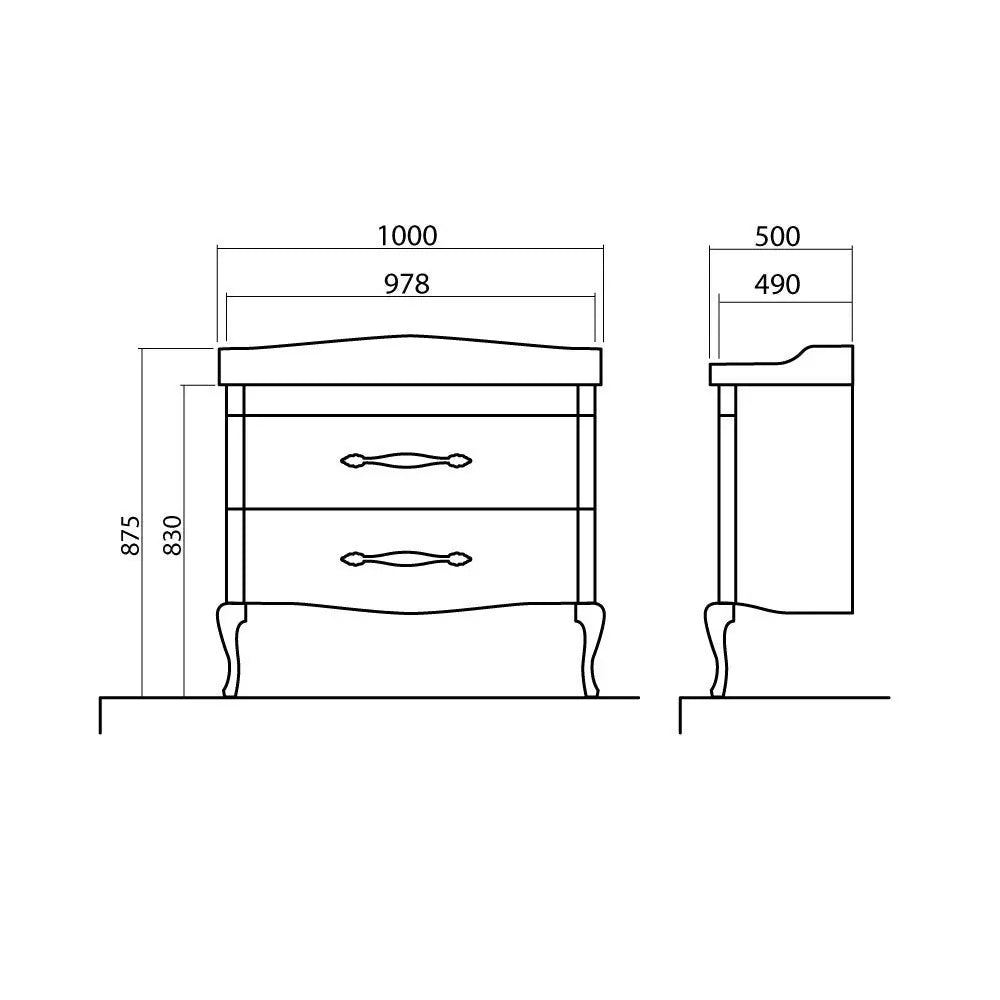 Mobilier de baie pe pardoseală Royal, Alb+argintiu Aqua Rodos