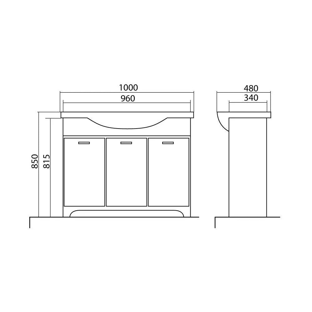Mobilier de baie pe pardoseală Classic Alb Aqua Rodos