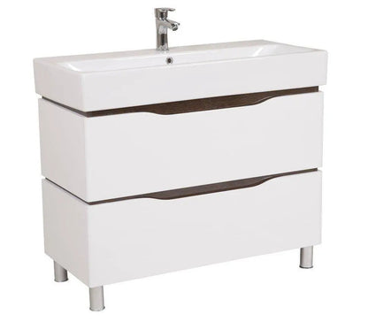 Mobilier de baie pe pardoseală Venice, Alb+Wenge (Pinto) Aqua Rodos