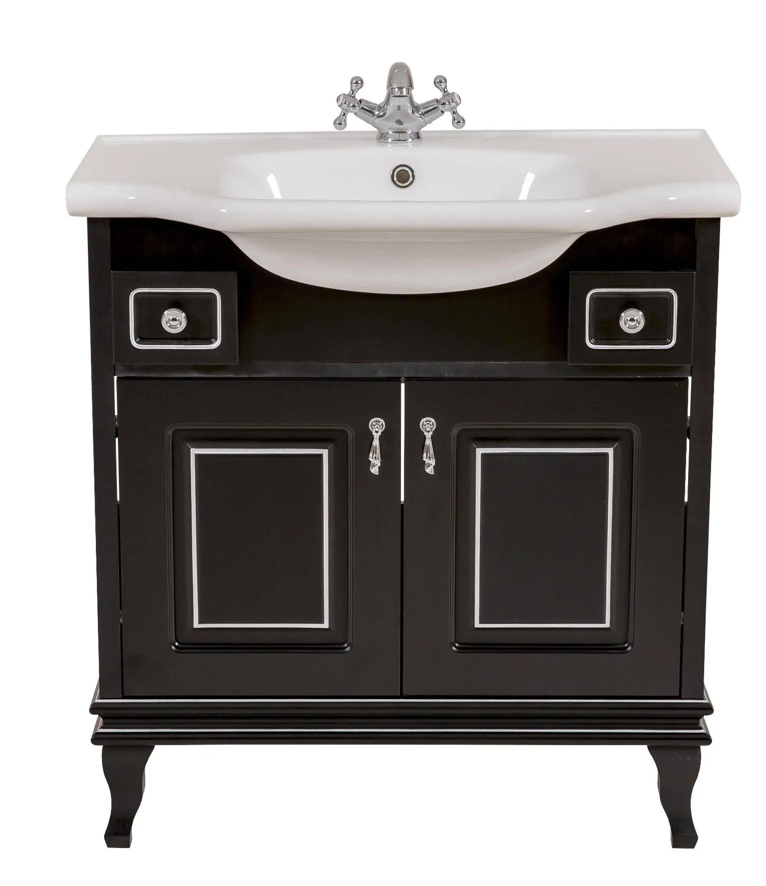 Mobilier de baie pe pardoseală Beatrice negru+crom Aqua Rodos