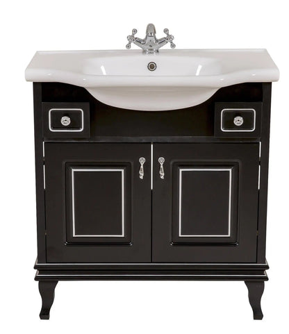 Mobilier de baie pe pardoseală Beatrice negru+crom Aqua Rodos