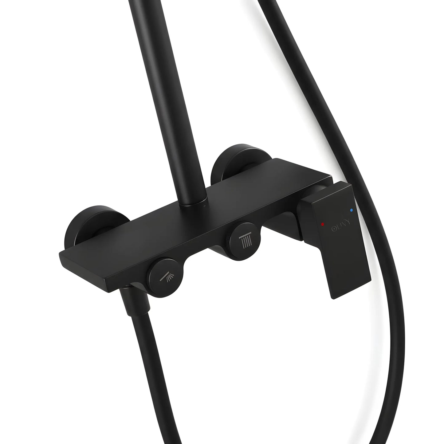 Duschset mit 2 Funktionen – Matt Schwarz, modernes Design aus massivem Messing