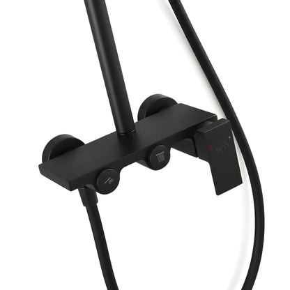 Duschset mit 2 Funktionen – Matt Schwarz, modernes Design aus massivem Messing