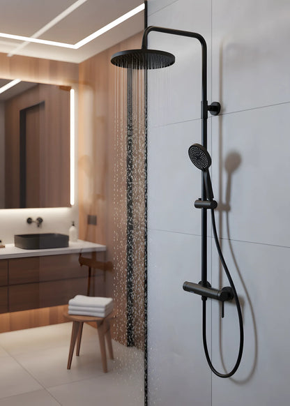 Klassisches Duschset – mattes Schwarz, modernes Design aus Edelstahl