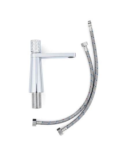 Waschbeckenarmatur Chrom glänzend – facettierte Details, modernes Design