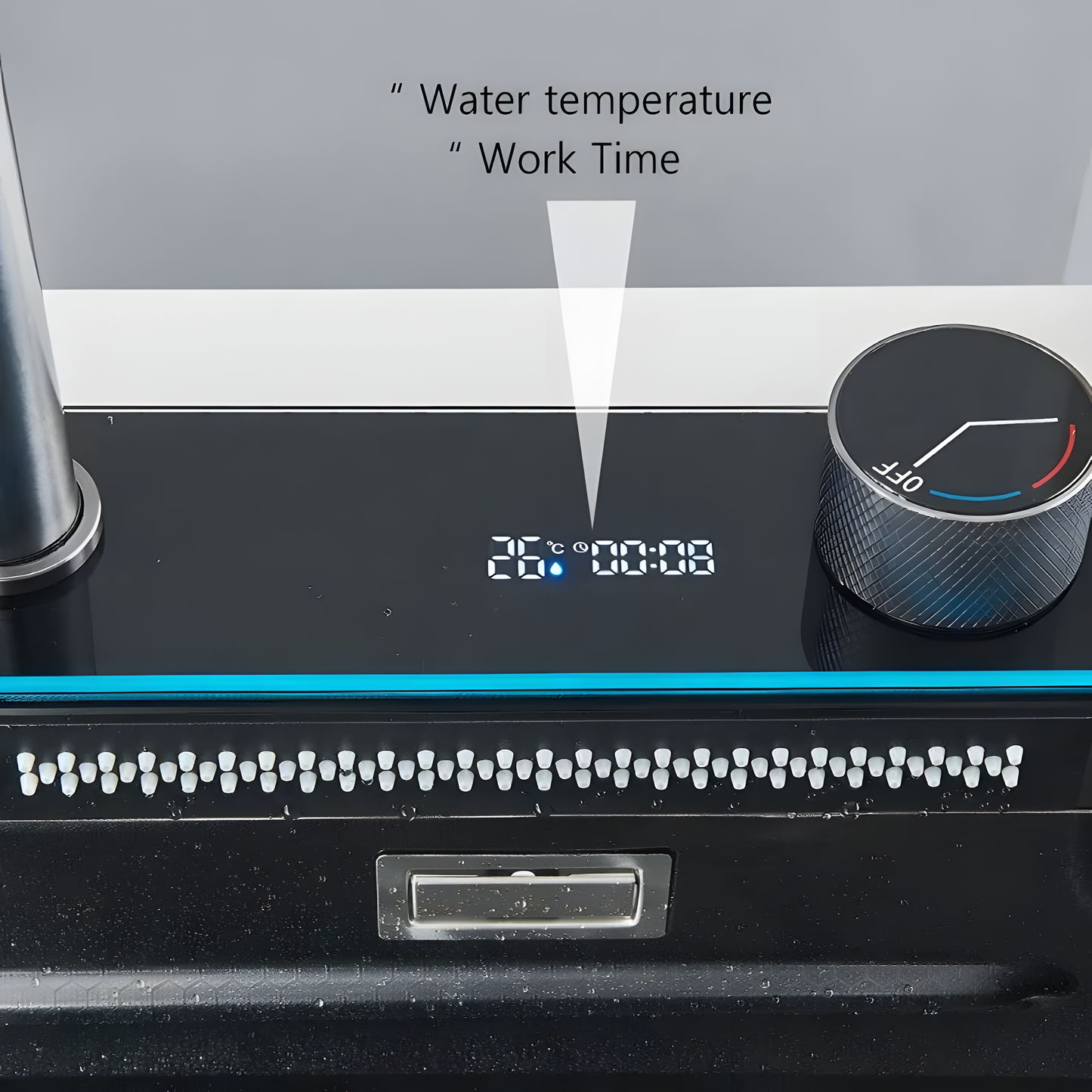 Multifunktionale Küchenspüle – Anthrazitgrau  75 × 45 × 22 cm | Mit digitaler Armatur &amp; Wasserfall
