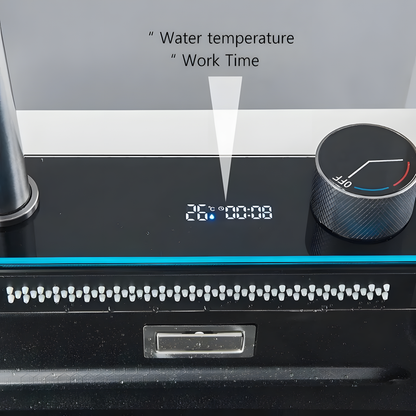Multifunktionale Küchenspüle – Anthrazitgrau  75 × 45 × 22 cm | Mit digitaler Armatur &amp; Wasserfall