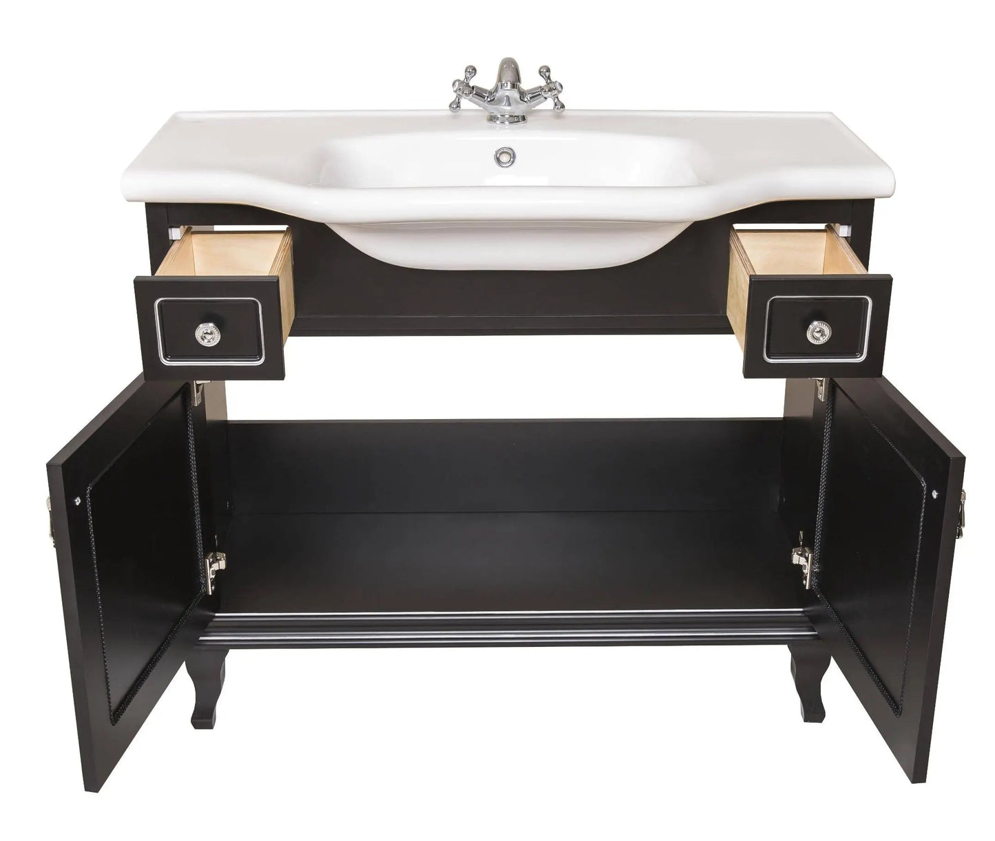 Mobilier de baie pe pardoseală Beatrice negru+crom Aqua Rodos