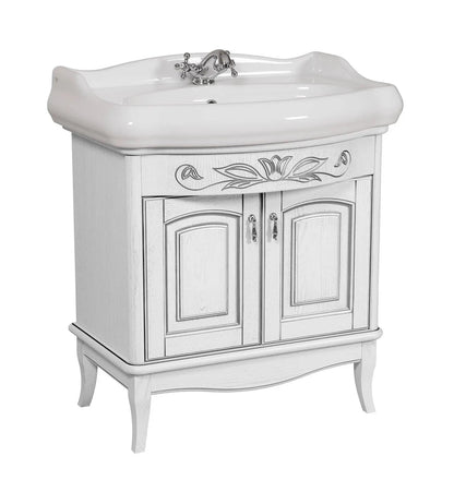 Mobilier de baie pe pardoseală Mikella, Alb+Crom Aqua Rodos