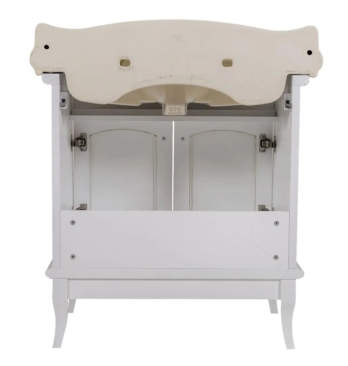Mobilier de baie pe pardoseală Mikella, Alb+Crom Aqua Rodos
