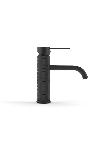Waschbeckenarmatur Schwarz Matt – gerillte Struktur, modernes Design