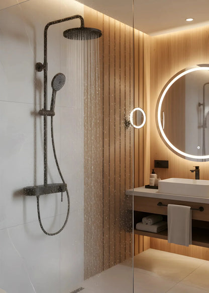 Duschset mit 2 Funktionen – Matt Schwarz, modernes Design aus Edelstahl