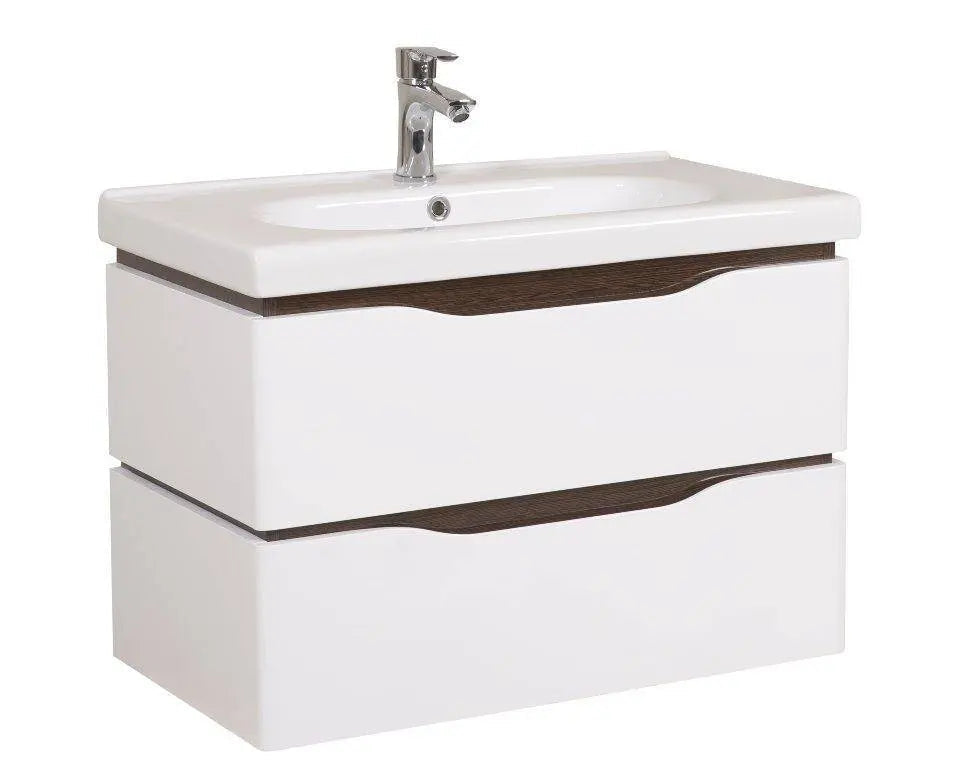 Mobilier de baie suspendat Venice, Alb+Wenge (City) Aqua Rodos