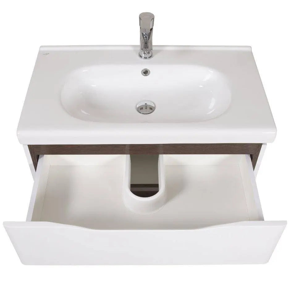 Mobilier de baie suspendat Venice, Alb+Wenge (City) Aqua Rodos