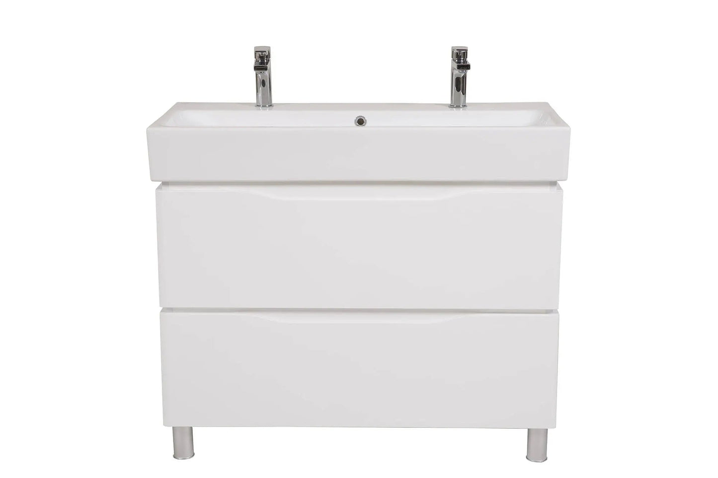 Mobilier de baie pe pardoseală Venice, Alb pentru 2 baterii Aqua Rodos