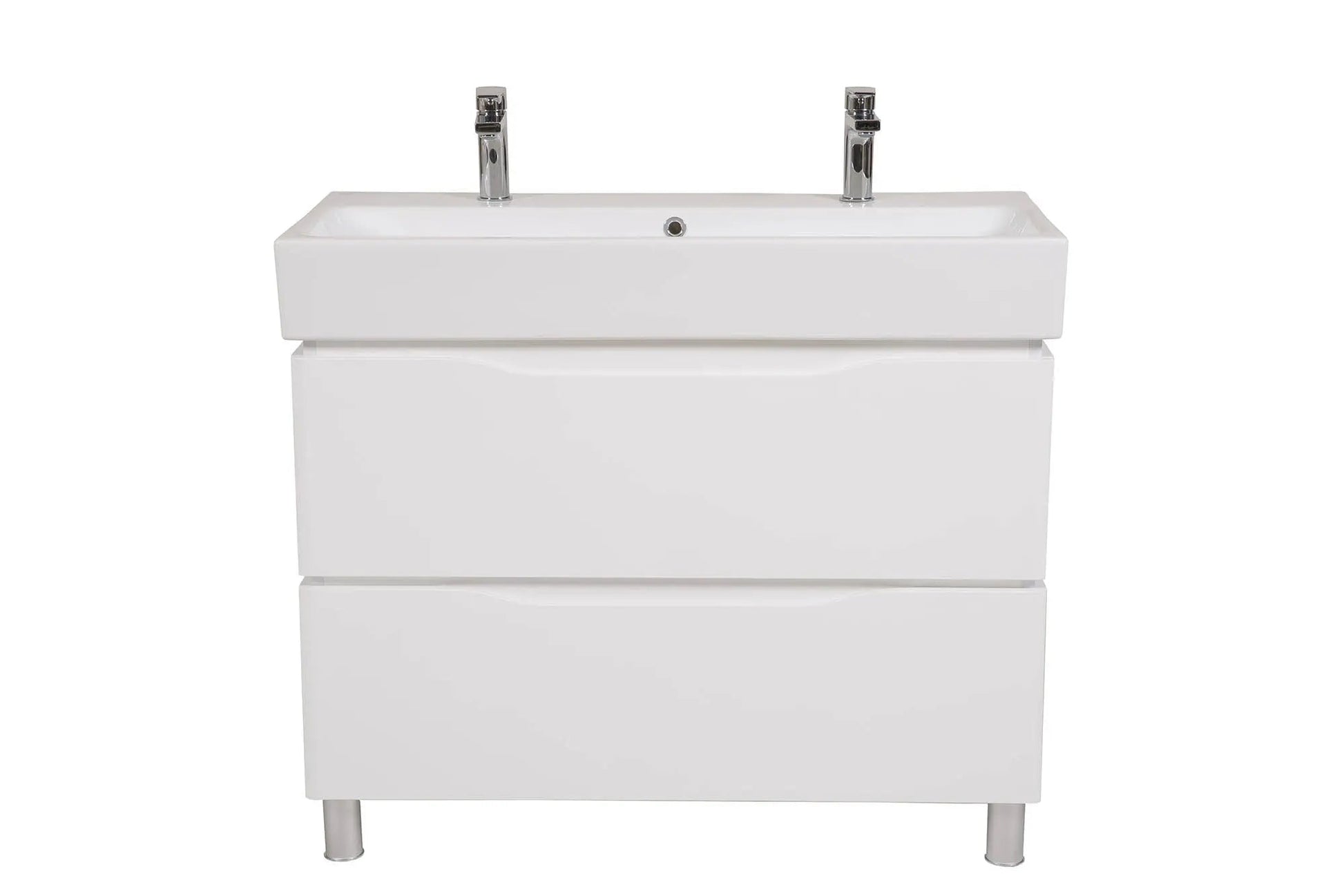 Mobilier de baie pe pardoseală Venice, Alb pentru 2 baterii Aqua Rodos