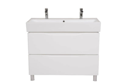 Mobilier de baie pe pardoseală Venice, Alb pentru 2 baterii Aqua Rodos