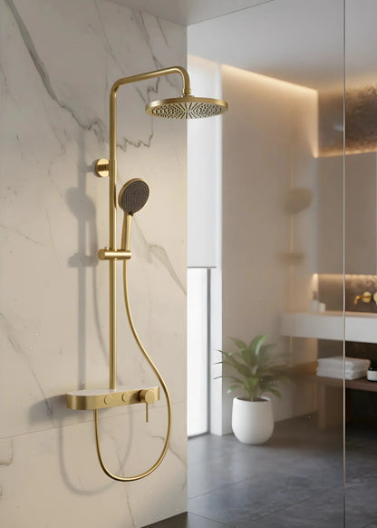 Duschset mit 2 Funktionen – Gebürstetes Gold, modernes Design aus Edelstahl