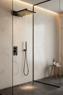 Unterputz-Duschset mit 2 Funktionen – Matt Schwarz, modernes Design aus massivem Messing