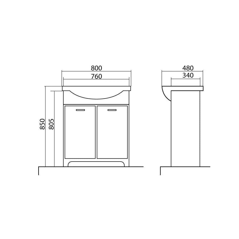 Mobilier de baie pe pardoseală Classic Alb Aqua Rodos