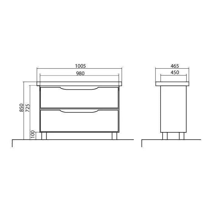 Mobilier de baie pe pardoseală Venice, Alb pentru 2 baterii Aqua Rodos