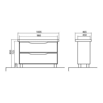 Mobilier de baie pe pardoseală Venice, Alb pentru 2 baterii Aqua Rodos