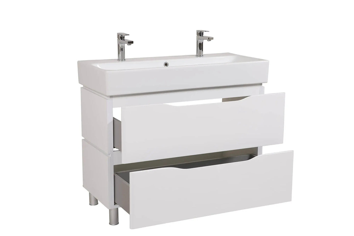 Mobilier de baie pe pardoseală Venice, Alb pentru 2 baterii Aqua Rodos