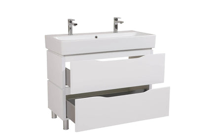 Mobilier de baie pe pardoseală Venice, Alb pentru 2 baterii Aqua Rodos
