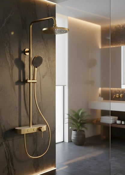 Duschset mit 2 Funktionen – Gebürstetes Gold, modernes Design aus Edelstahl