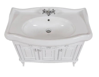 Mobilier de baie pe pardoseală Mikella, Alb+Crom Aqua Rodos